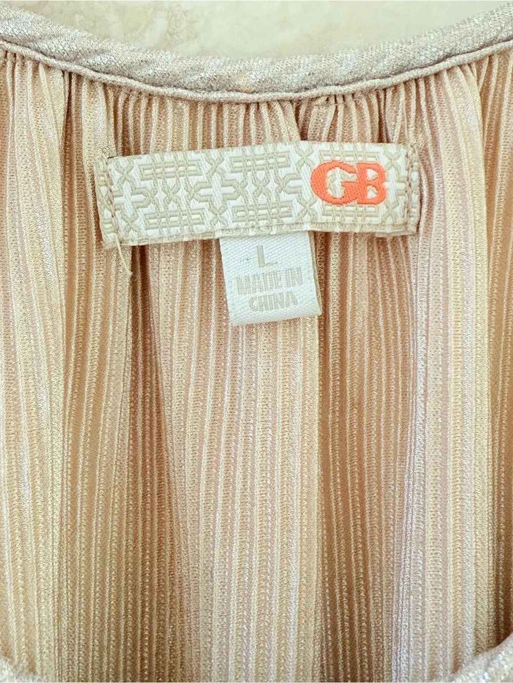 GB Metallic Pleated Mini Dress L Gold Shimmer Strappy Layered Flowy